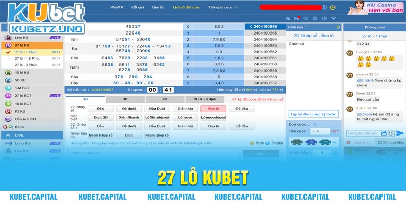 27 lô kubet hình thức cược số mới